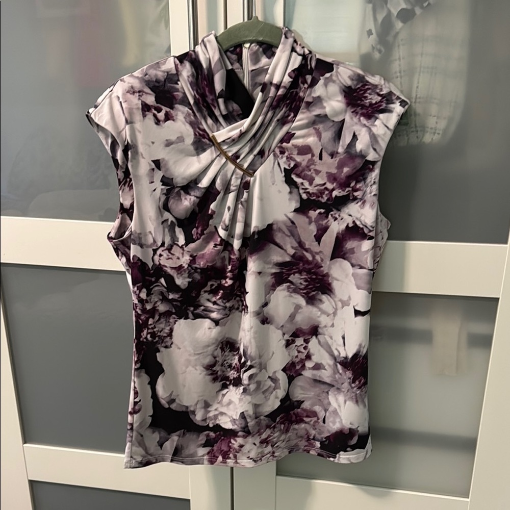 Calvin Klein Purple Floral Women's Blouse